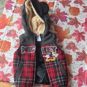 Disney Mickey Mouse Red and Black Plaid Vest